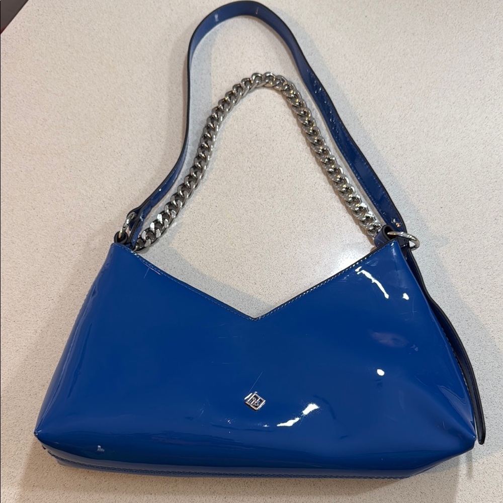 Blue Patent Leather Shoulder Bag